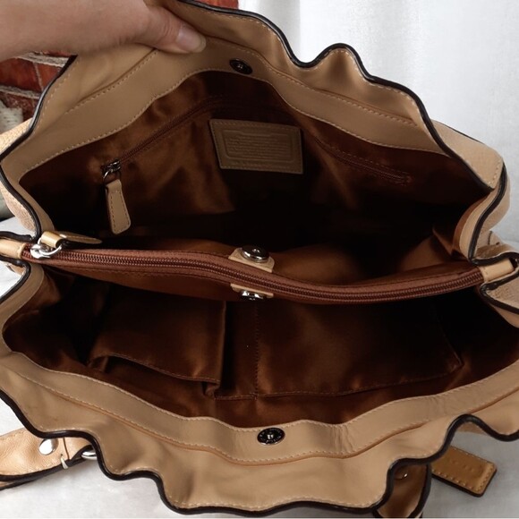 Coach Penelope Beige Pebbled Leather Shoulder Bag - Picture 9 of 13